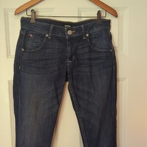 Hudson Bacara Crop Straight Leg Cuffed Jeans Size 28 Dark Wash